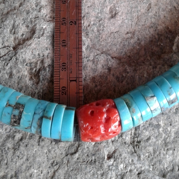 Sterling Silver Vintage TURQUOISE Heishe  NECKLACE - Picture 3 of 8